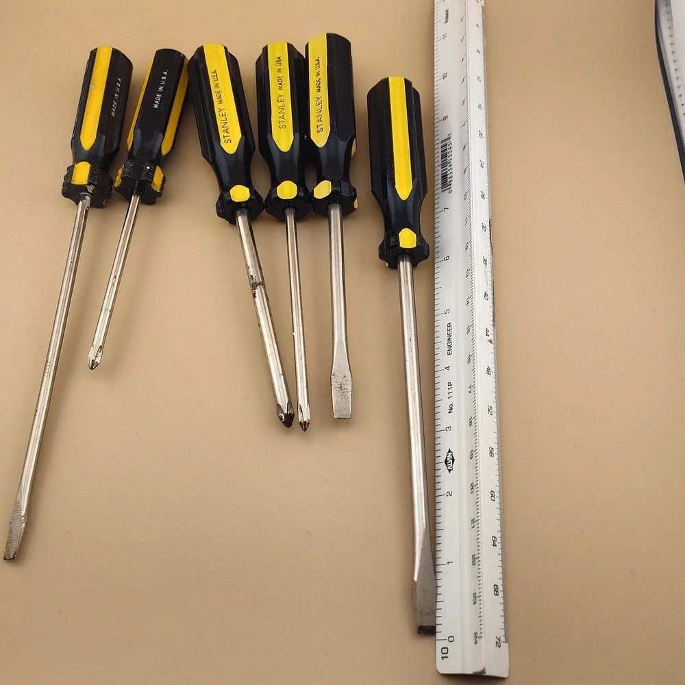 Stanley no brand Made in USA screwdriver lot of 6 flathead phillips yellow black